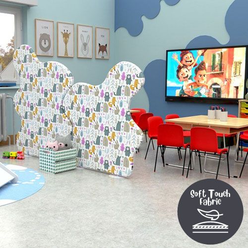 Delta Velvet Nursery Room Dividers with neutral animal print