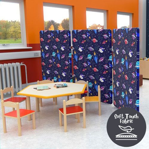 Delta Velvet Classroom Dividers with space themed fabric