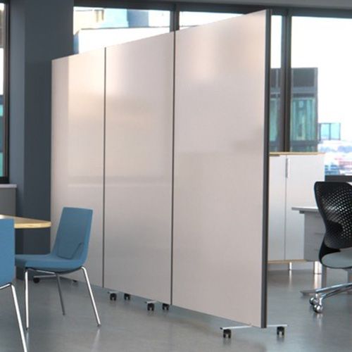 Flexi-Screen Laminate Foldable Screen Divider with white gloss laminate panels. 