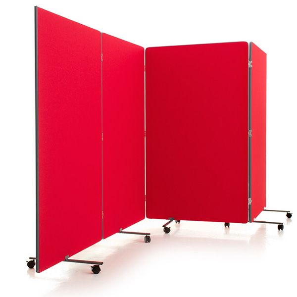 Flexi-Screen Foldable Screen Divider with red woven fabric