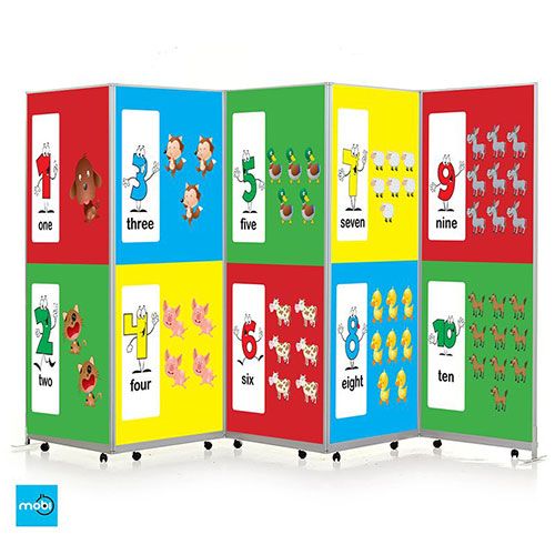 Custom printed mobile screens with an educational design.
