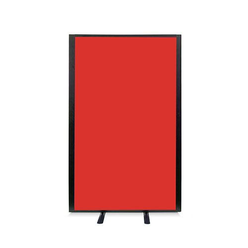 Acoustic office partition with red fabric and black frame work