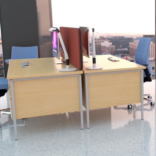 Nova 66mm Acoustic Office Desk Dividers fitted to the back of a desk