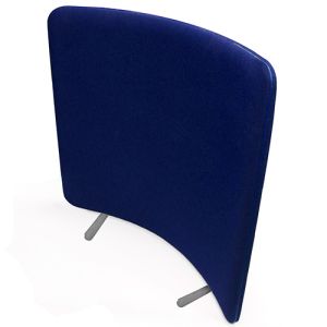 Delta Deluxe Curve 66mm Acoustic Office Dividers with dark blue fabric and blue piped edging