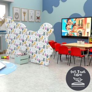 Delta Velvet Nursery Room Dividers with neutral animal print