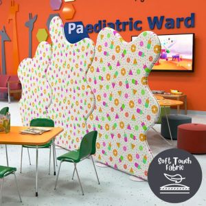 Delta Velvet Cloud Acoustic Office Dividers in a medical setting 
