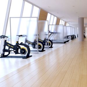 frosted acrylic protection screens used to separate gym equipment