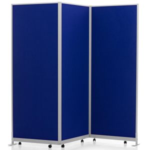 Mobi Portable Room Divider Screens with 3 panels in blue loop nylon fabric. 