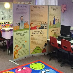 Mobi Printed Room Divider Screens used in a classroom