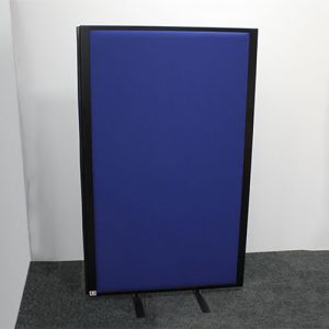 Morton 42mm Acoustic Office Partitions with blue fabric and black aluminium frame. 