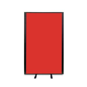 Acoustic office partition with red fabric and black frame work