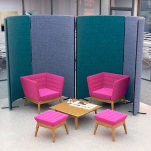 Deluxe Nova Office Partitions with acoustic foam and 100% wool fabric