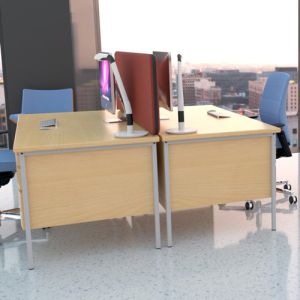 Nova 66mm Acoustic Office Desk Dividers fitted to the back of a desk