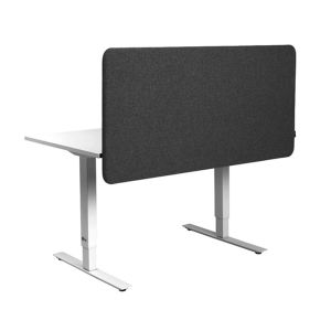 Omega Acoustic Desk Modesty Screen with grey fabric and black edging. 